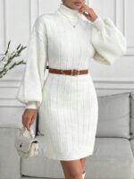 Rochie Scurta Tricotata Corsina Alba