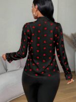 Camasa Dama Crina Neagra cu Inimioare Rosii - imagine 2