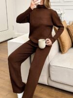 Compleu Tricotat cu Pantalon Sebrina Maro - imagine 3