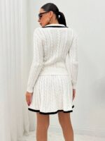 Compleu Tricotat cu Fusta Scurta Axelia Alb - imagine 2