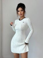 Rochie Scurta Tricotata Aneta Alba - imagine 3