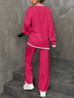 Compleu Tricotat cu Pantalon Ernesta Roz - imagine 2