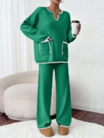 Compleu Tricotat cu Pantalon Zinia Verde