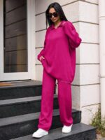 Compleu Tricotat cu Pantalon Joelle Roz