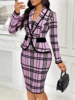 Compleu cu Fusta Scurta Aerino Lila cu Dungi Negre - imagine 3