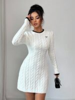Rochie Scurta Tricotata Aneta Alba