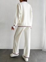 Compleu Tricotat cu Pantalon Adela Alb - imagine 2