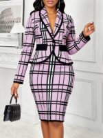 Compleu cu Fusta Scurta Aerino Lila cu Dungi Negre