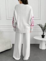 Compleu Tricotat cu Pantalon Kenna Alb - imagine 2