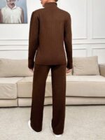 Compleu Tricotat cu Pantalon Sebrina Maro - imagine 2