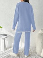 Compleu Tricotat cu Pantalon Ernesta Bleu - imagine 2