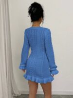 Rochie Scurta Tricotata Daria Albastra - imagine 2