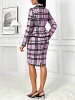 Compleu cu Fusta Scurta Aerino Lila cu Dungi Negre - imagine 2