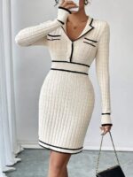 Rochie Tricotata Scurta Norca Alba - imagine 3