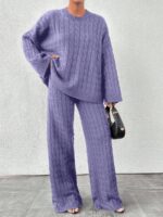 Compleu Tricotat cu Pantalon Roberta Lila