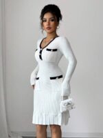 Rochie Scurta Tricotata Felicia Alba - imagine 2