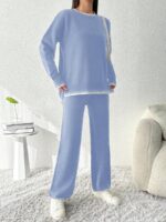 Compleu Tricotat cu Pantalon Ernesta Bleu - imagine 3