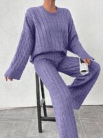 Compleu Tricotat cu Pantalon Roberta Lila - imagine 3