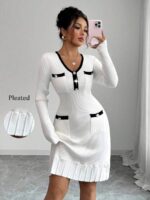 Rochie Scurta Tricotata Felicia Alba - imagine 3