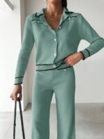 Compleu Tricotat cu Pantalon Serda Vernil - imagine 3