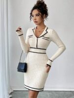 Rochie Tricotata Scurta Norca Alba