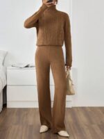 Compleu Tricotat cu Pantalon Segot Maro