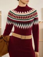 Rochie Scurta Tricotata Marlis Grena - imagine 3