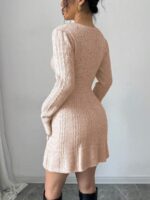 Rochie Scurta Tricotata Asra Bej - imagine 2