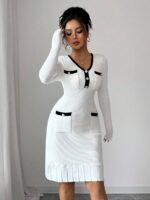 Rochie Scurta Tricotata Felicia Alba - imagine 4