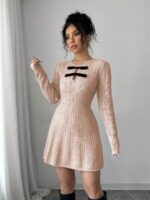 Rochie Scurta Tricotata Asra Bej