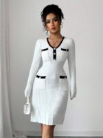 Rochie Scurta Tricotata Felicia Alba