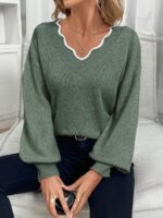 Pulover Tricotat Tonia Kaki - imagine 2