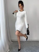 Rochie Scurta Tricotata Aurela Alba - imagine 3