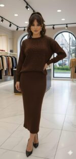 Compleu Tricotat format din Rochie fara Maneci si Bluza Gianna Maro - imagine 2