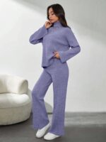 Compleu Tricotat cu Pantalon Petra Lila - imagine 3