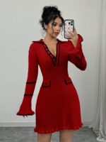 Rochie Scurta Tricotata Corina Rosie