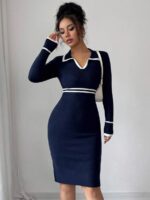 Rochie Scurta Tricotata Makela Bleumarin