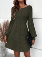 Rochie Scurta Tricotata Simiana Kaki