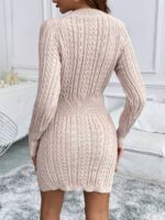 Rochie Tricotata Scurta Norra Roz Pudra - imagine 2