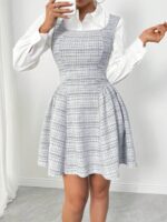 Rochie Scurta Chaima Gri cu Print Geometric ( fara camasa )