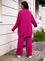 Compleu Tricotat cu Pantalon Joelle Roz - imagine 2