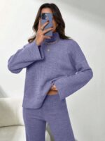 Compleu Tricotat cu Pantalon Petra Lila - imagine 4