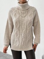 Pulover Tricotat Zizia Bej - imagine 3