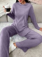 Compleu cu Pantalon Erlanda Lila din Bumbac - imagine 2