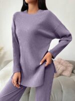 Compleu cu Pantalon Erlanda Lila din Bumbac - imagine 3