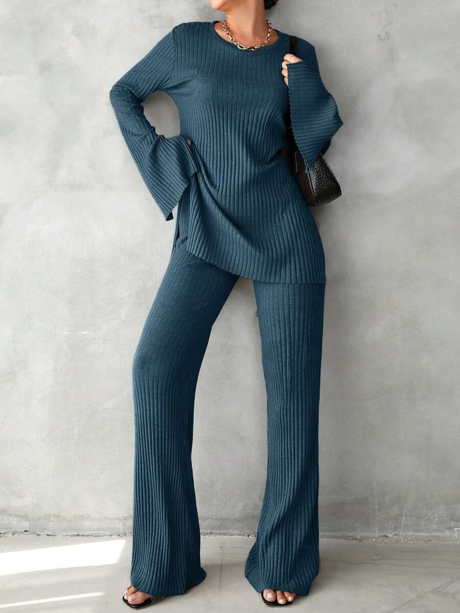 45 Compleu cu Pantalon Maya Albastru din Bumbac - imagine 1