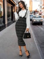 Sarafan Nelda Negru cu Print Alb ( fara camasa ) - imagine 2