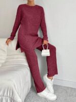 Compleu cu Pantalon Tosca Grena din Bumbac