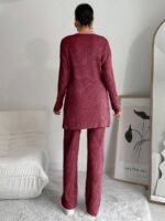 Compleu cu Pantalon Tosca Grena din Bumbac - imagine 2