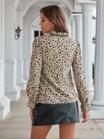 Bluza Dama Marlina Bej cu Print Negru - imagine 2